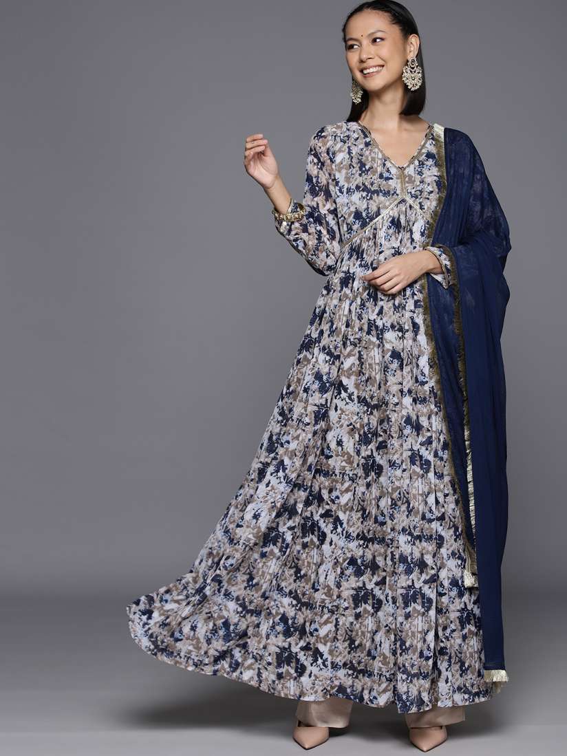 Buy Varanga Abstract Printed Sequinned Georgette Anarkali Kurta with Dupatta Kurtas for Women 24699024 Myntra