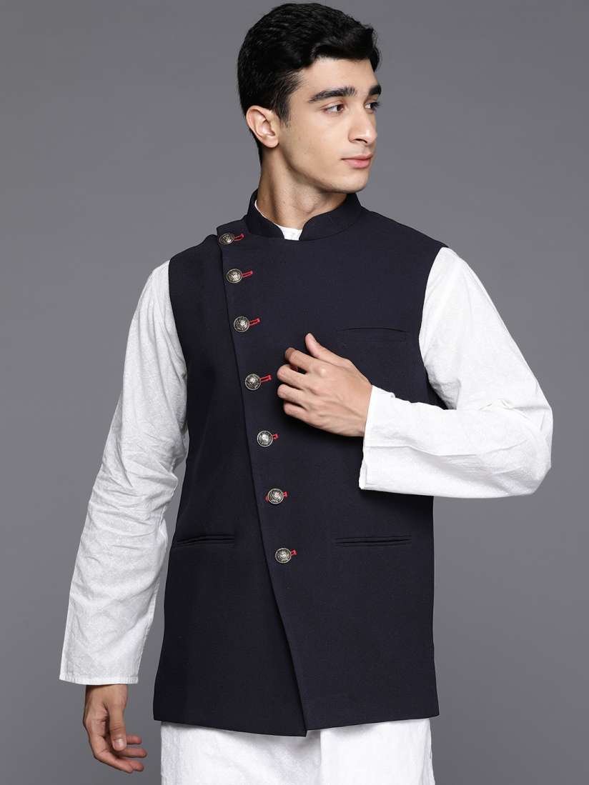 Asymmetric nehru jacket deals
