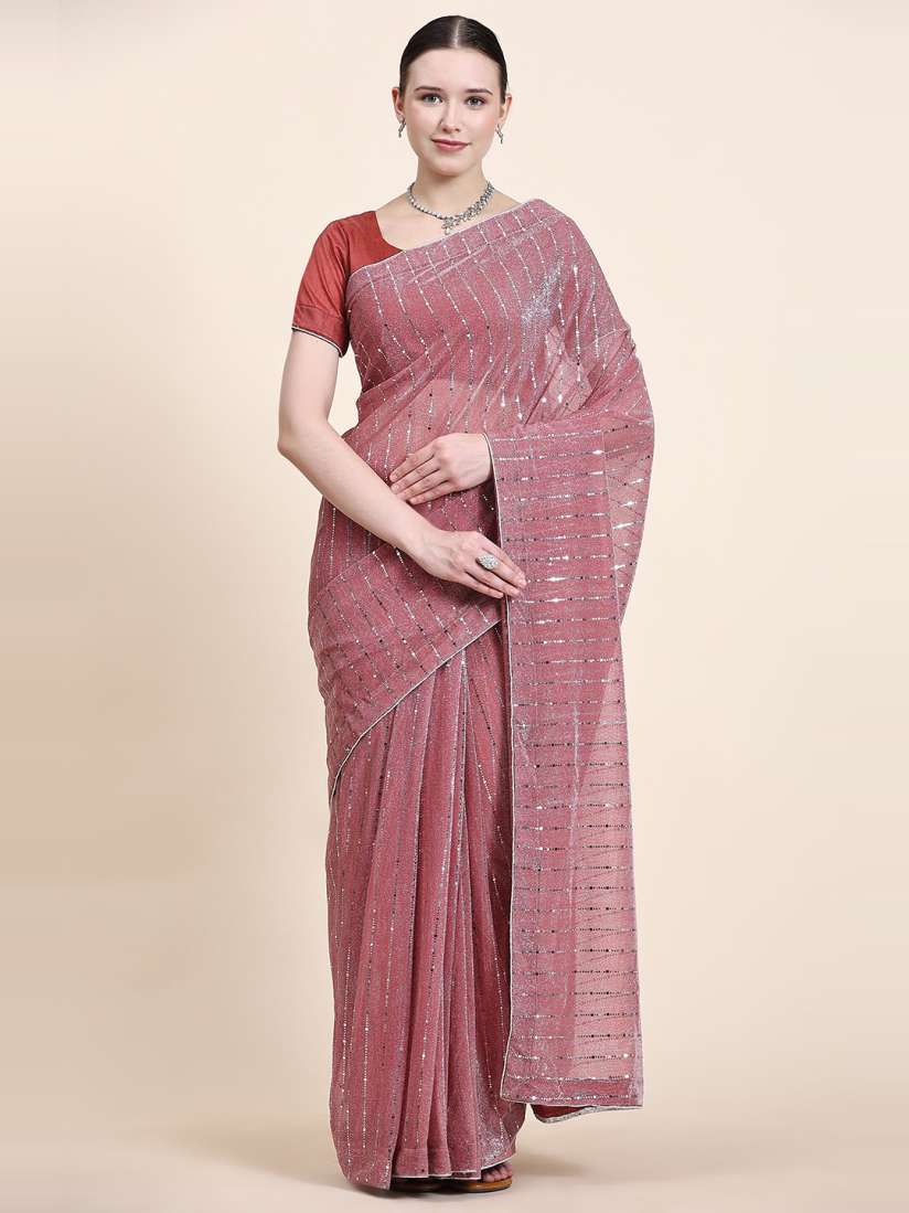 Buy Indian Women Embellished Mirror Work Saree Sarees for Women 24703136 Myntra