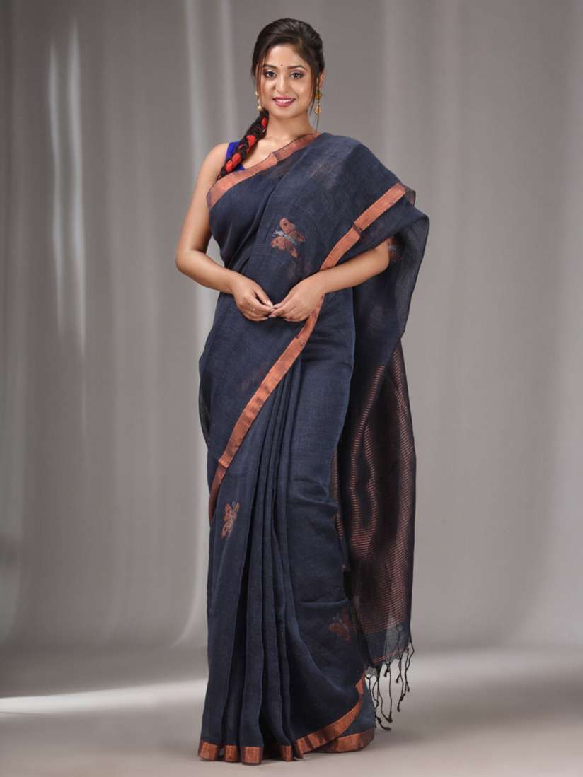 Buy Charukriti Woven Design Zari Pure Linen Saree Sarees for Women 24707880 Myntra