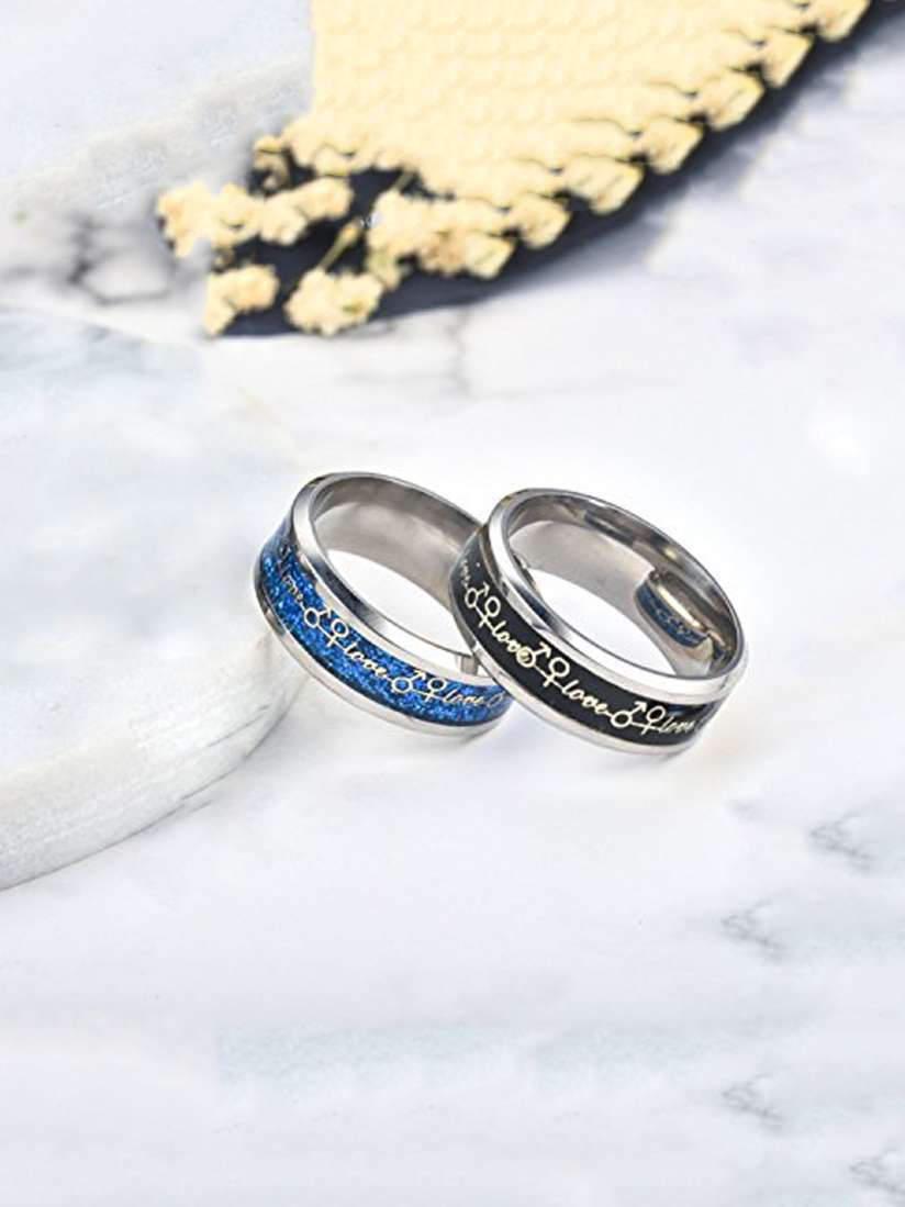 Buy Yellow Chimes Titanium Steel Engraved 316L Stainless Steel Couple Rings Ring for Unisex 2471158 Myntra