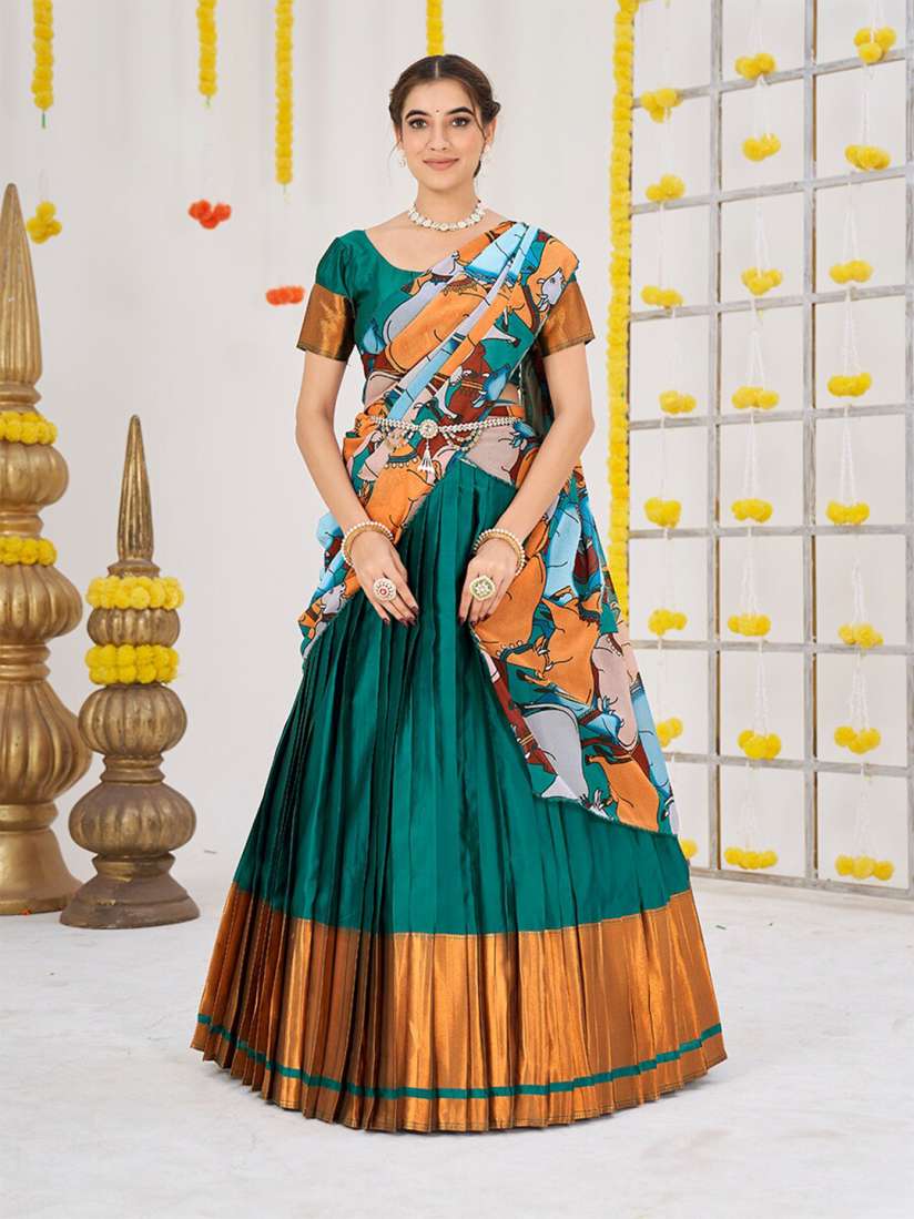 Buy SHOPGARB Semi Stitched Banarasi Silk Lehenga Unstitched Blouse With Dupatta Lehenga Choli for Women 24712118 Myntra
