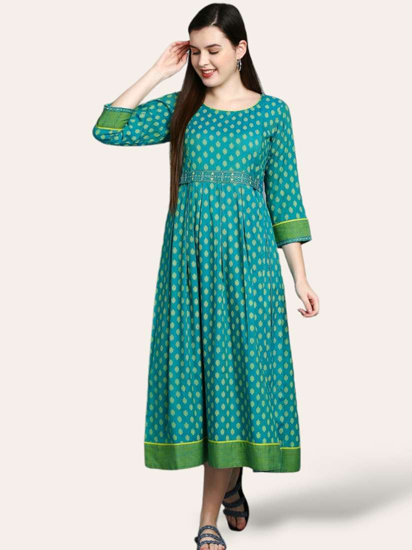 Buy True Shape Ethnic Motifs Printed Maternity Feeding Fit and Flare Midi Ethnic Dress Ethnic Dresses for Women 24730242 Myntra