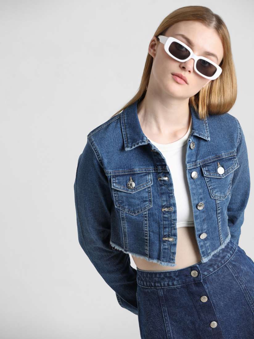 Denim jackets for womens online myntra clearance