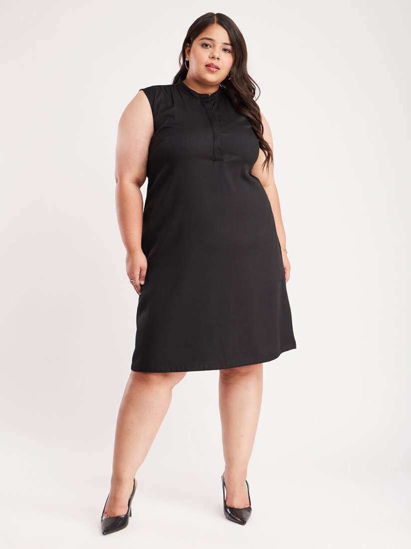 Buy FableStreet X Plus Size Band Collar Sleeveless A Line Dress Dresses for Women 24738764 Myntra