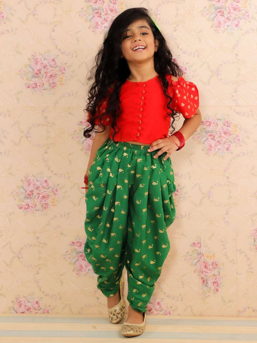 Buy Twisha Girls Printed Top With Dhoti Pants Clothing Set for Girls 24744000 Myntra
