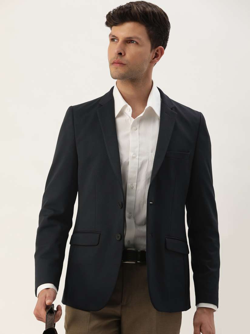 Buy Peter England Elite Self Design Slim Fit Single Breasted Formal Blazers Blazers for Men 24749512 Myntra