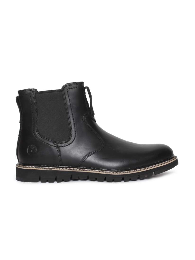 Buy Timberland Men Black Solid Leather Mid Top BRITTON HILL Chelsea Boots Boots for Men 2475455 Myntra