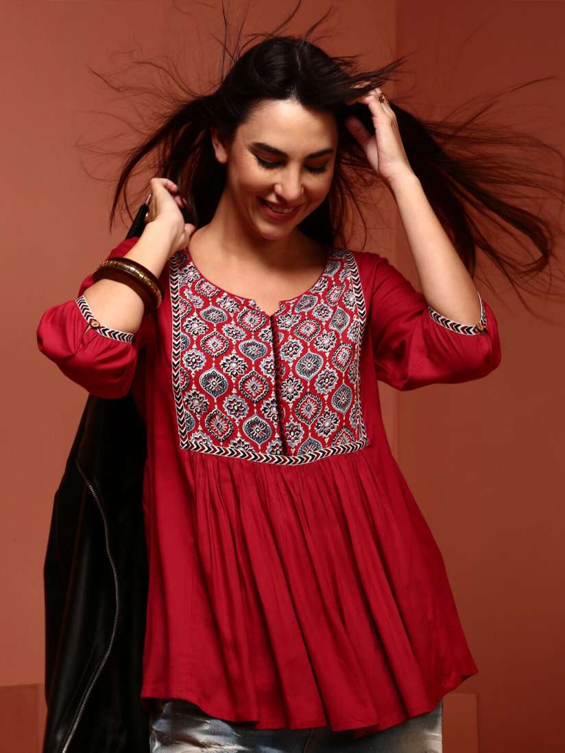Buy IMARA Ethnic Motifs Print Empire Top Tops for Women 24764384 Myntra