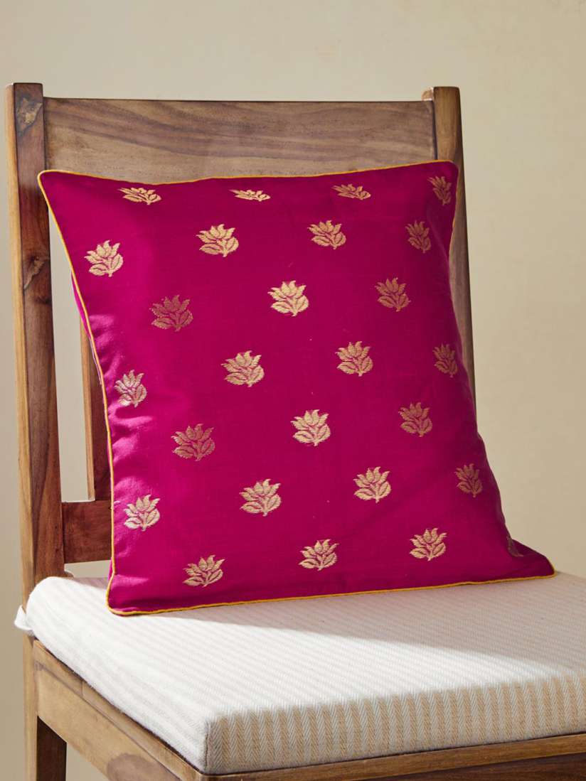 Buy Fabindia Magenta Gold Toned Ethnic Motifs Square Cushion Cover Cushion Covers for Unisex 24767314 Myntra