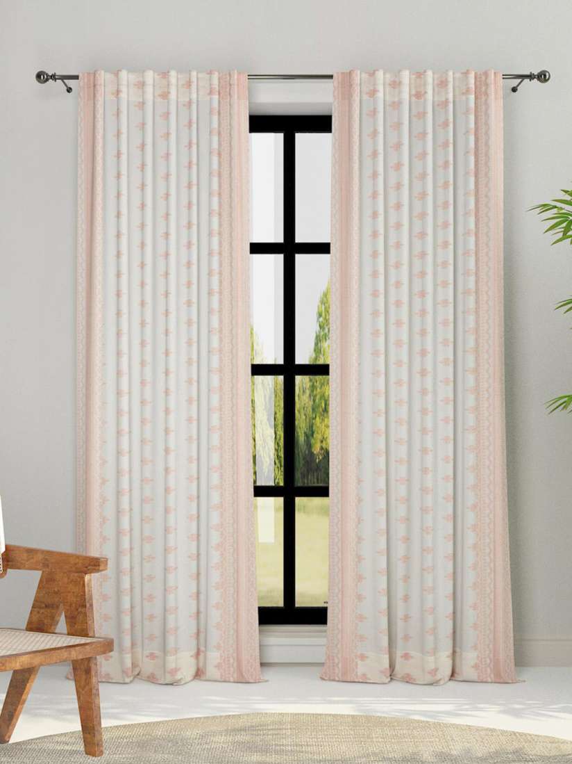 Buy Fabindia Rust White Floral Sheer Door Curtain Curtains and Sheers for Unisex 24767320 Myntra