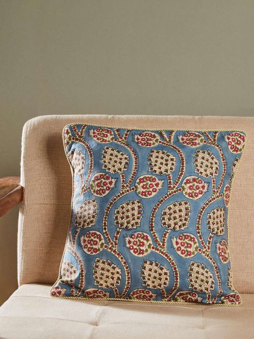 Buy Fabindia Blue Beige Floral Cotton Square Cushion Covers Cushion Covers for Unisex 24767398 Myntra