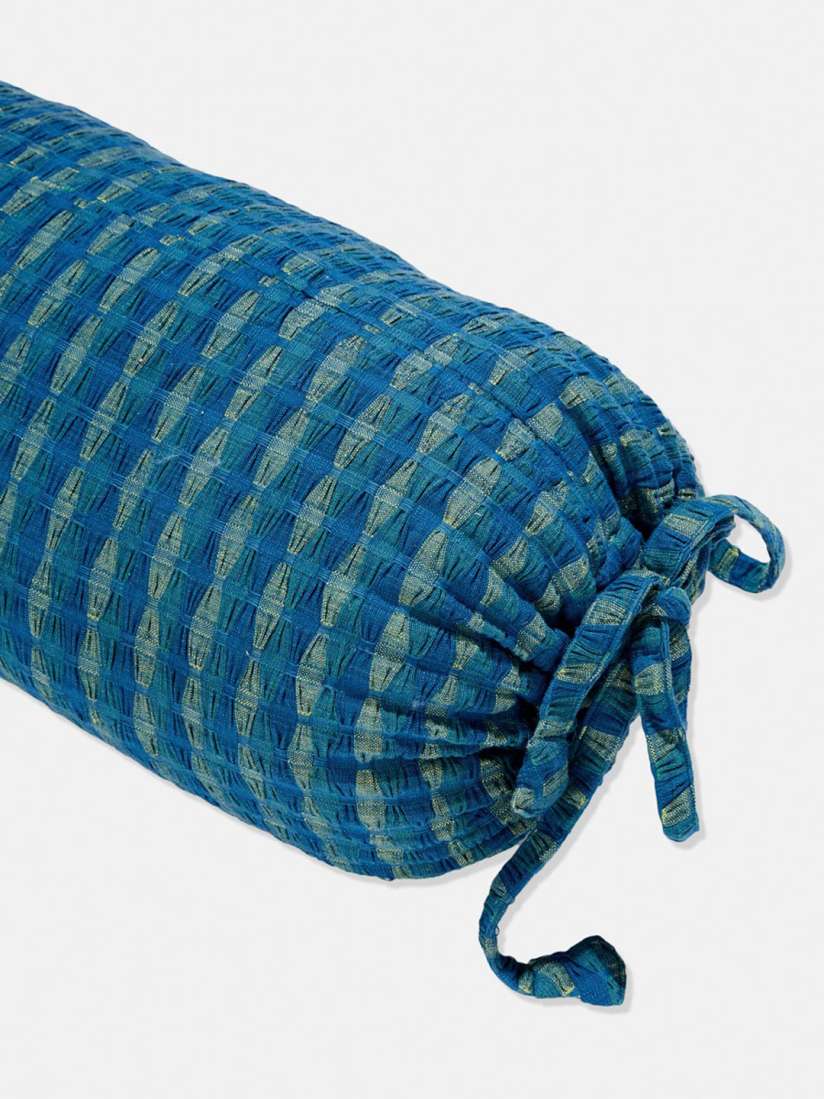 Buy Fabindia Blue Self Designed Cotton Bolster Cover Bolster Covers for Unisex 24767400 Myntra