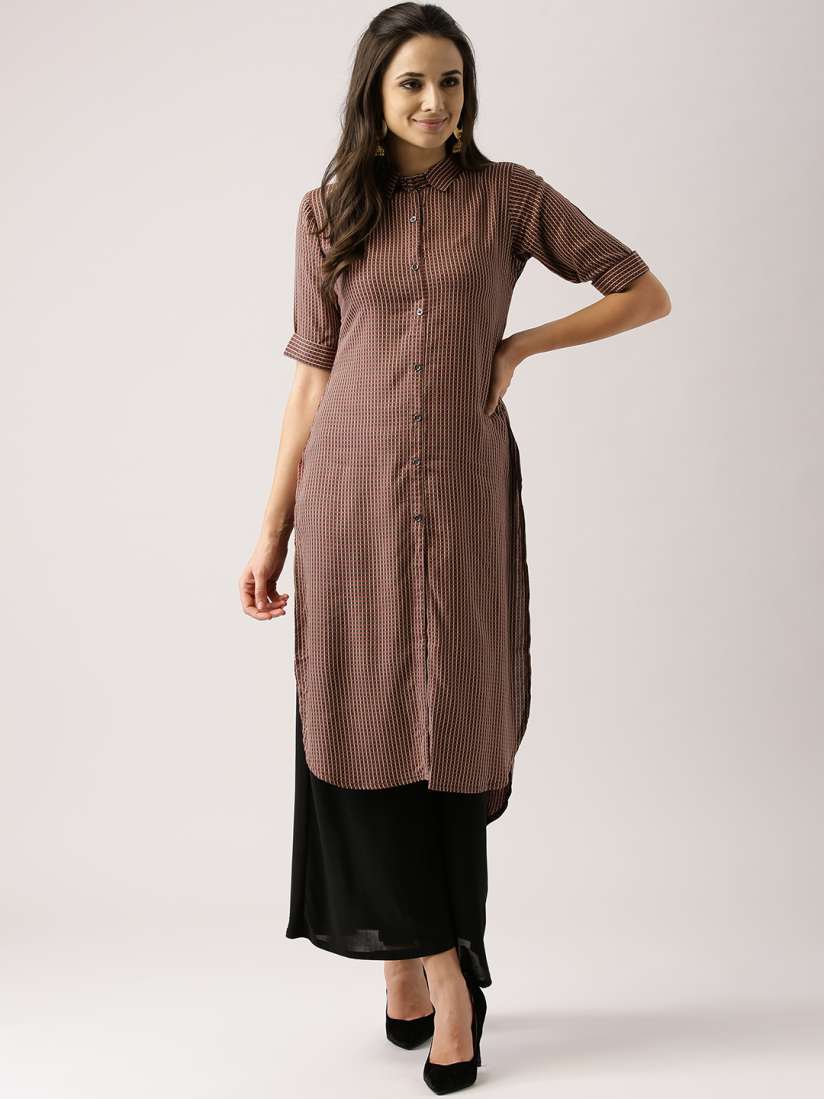 Buy Libas Women Brown Rust Red Checked Pathani Kurta Kurtas for Women 2477306 Myntra