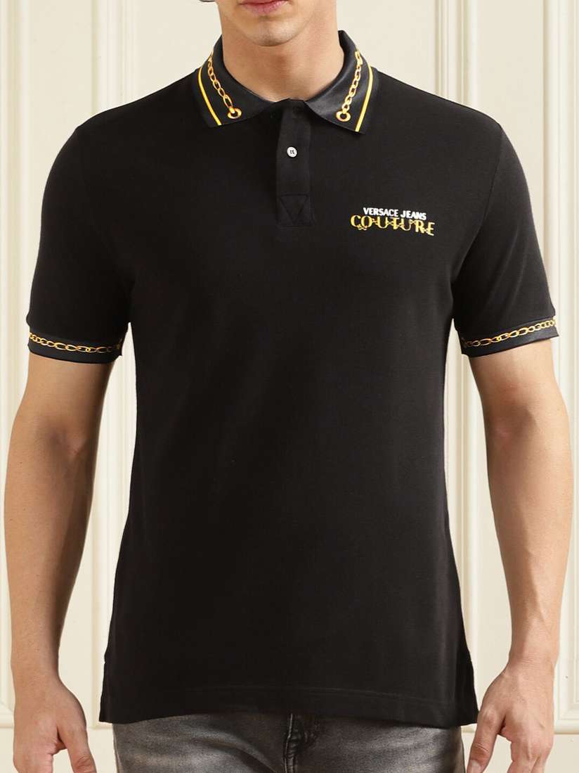 Buy Versace Jeans Couture Polo Collar Pure Cotton T-shirt  