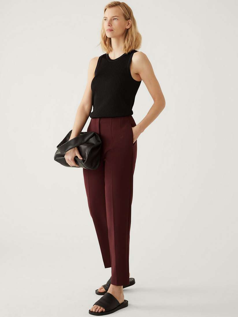 Buy Marks Spencer Women Tapered Fit High Rise Cropped Trousers Trousers for Women 24790664 Myntra