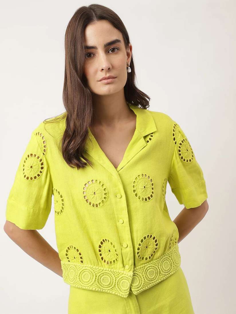 Buy Marks Spencer Ethnic Motifs Self Design Shirt Style Top Tops for Women 24790714 Myntra