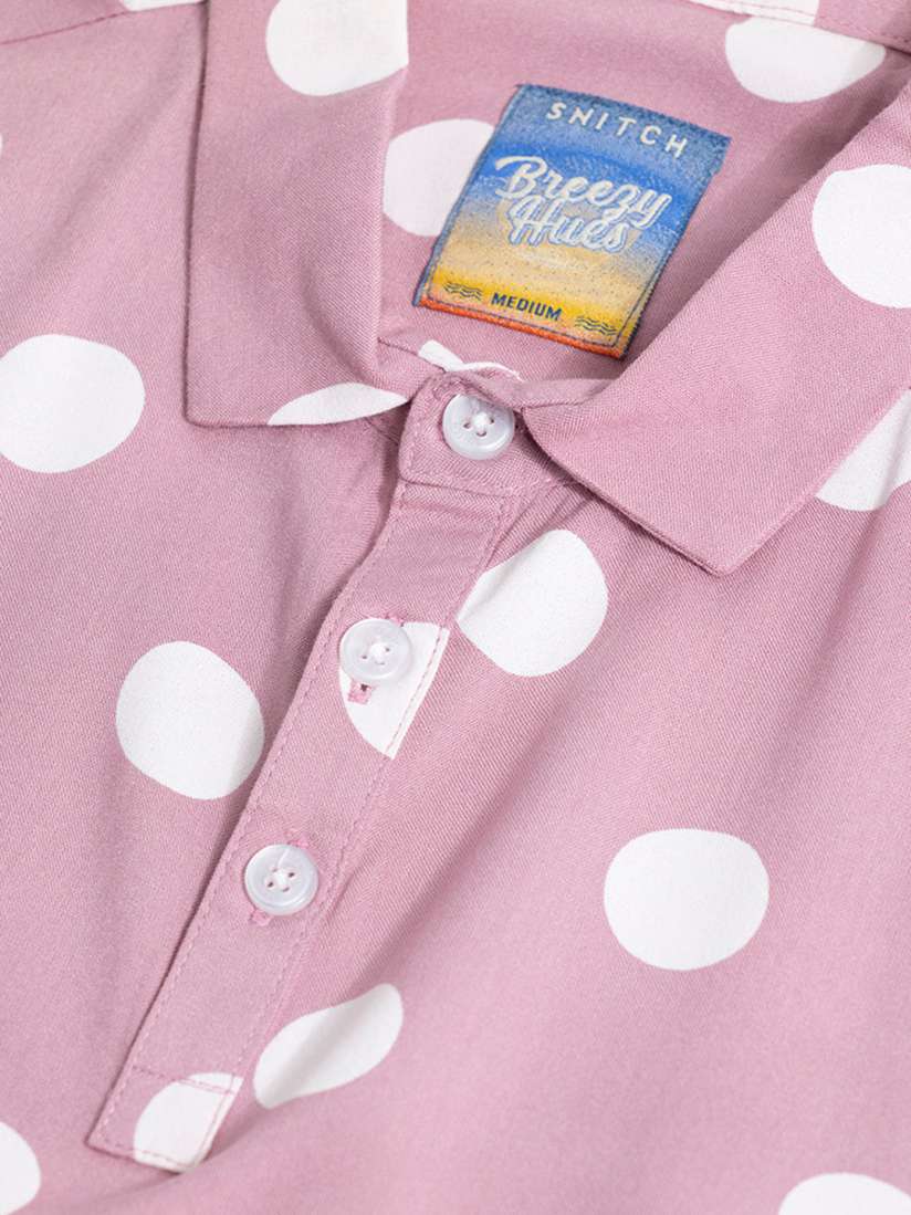 Buy Snitch Pink Polka Dots Printed Polo Collar T shirt Tshirts for Men 24802388 Myntra