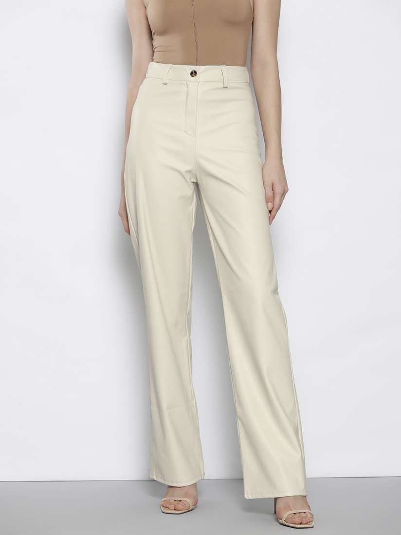 Buy Boohoo Women High Rise Wide Leg Pu Coated Trousers Trousers for Women 24803544 Myntra