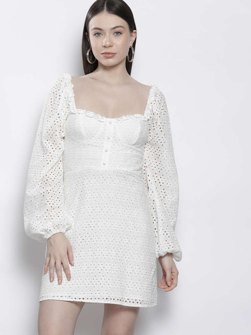 Buy Boohoo Schiffli Pure Cotton Sheath Dress Dresses for Women 24803902 Myntra