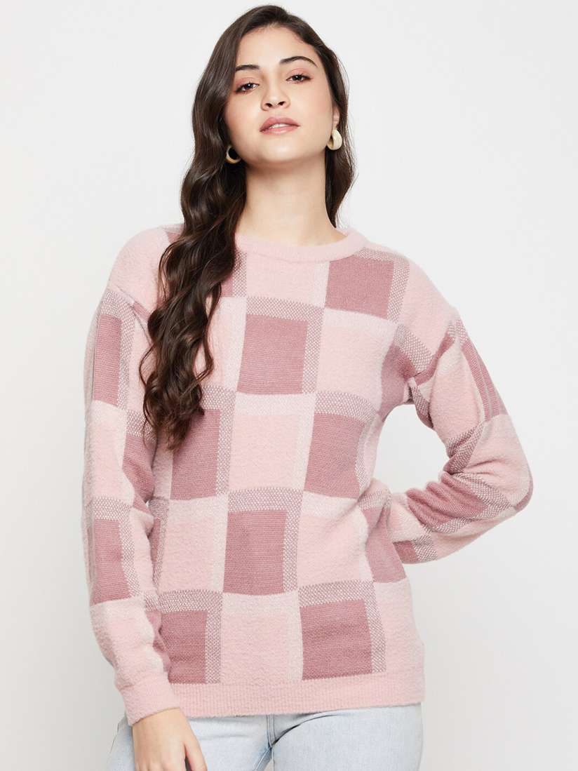 Buy Cantabil Checked Acrylic Pullover Sweater Sweaters for Women 24814014 Myntra