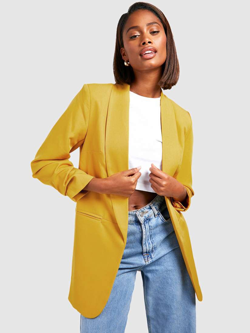 Buy Boohoo Shawl Collar Longline Blazer Blazers for Women 24826034 Myntra