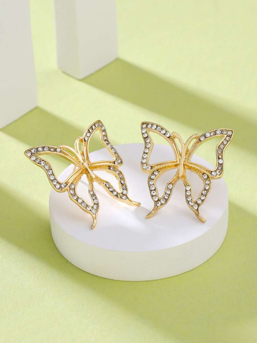 Buy VIRAASI Gold Plated Stone Studded Butterfly Shaped Stud Earrings Earrings for Women 24827952 Myntra