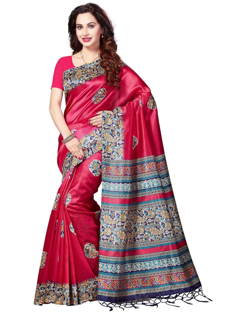 Buy Ishin Pink Printed Art Silk Saree Sarees for Women 2483042 Myntra