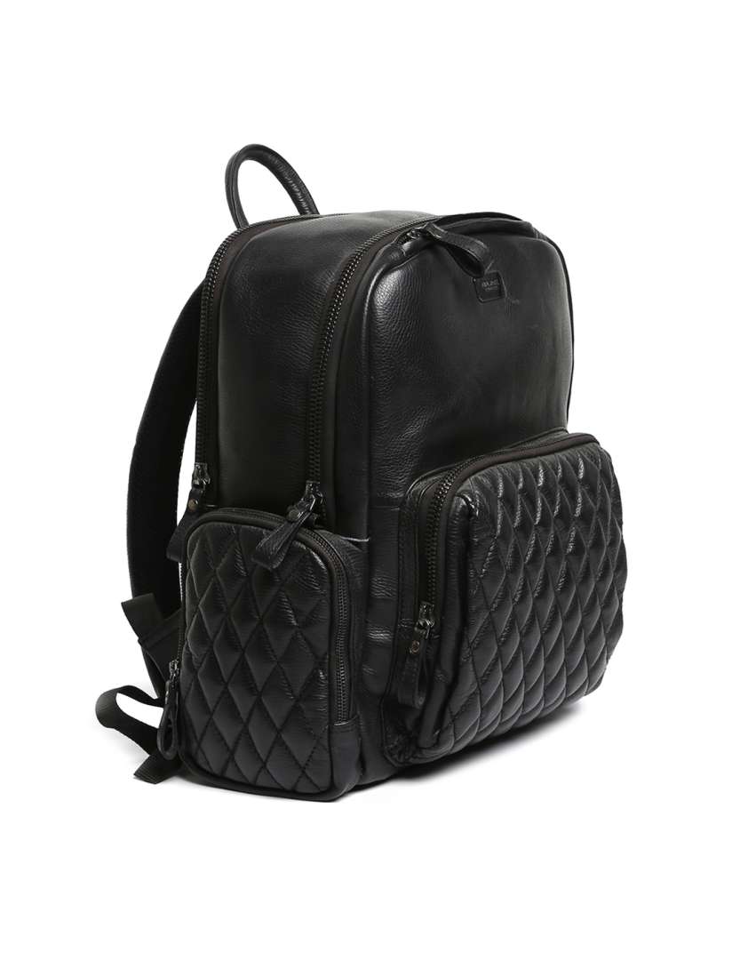 Buy BRUNE Unisex Black Solid Leather Backpack Backpacks for Unisex 2483414 Myntra