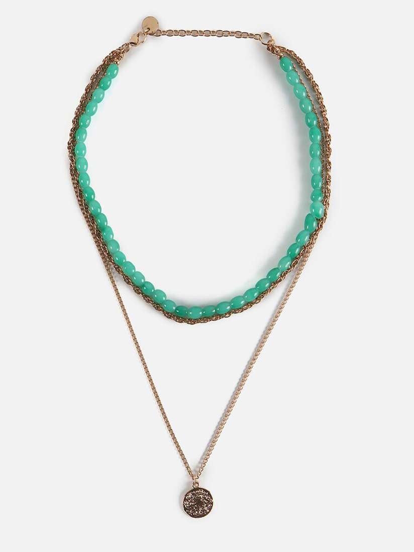 Buy FOREVER 21 Gold-Plated Layered Beaded Chain Necklace and