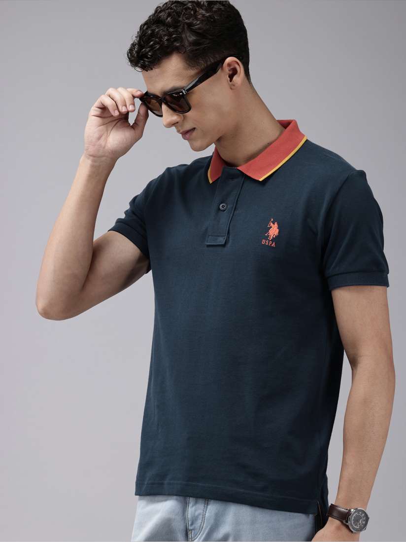Buy U.S. Polo Assn. Polo Collar Pure Cotton Slim Fit T shirt Tshirts for Men 24841208 Myntra