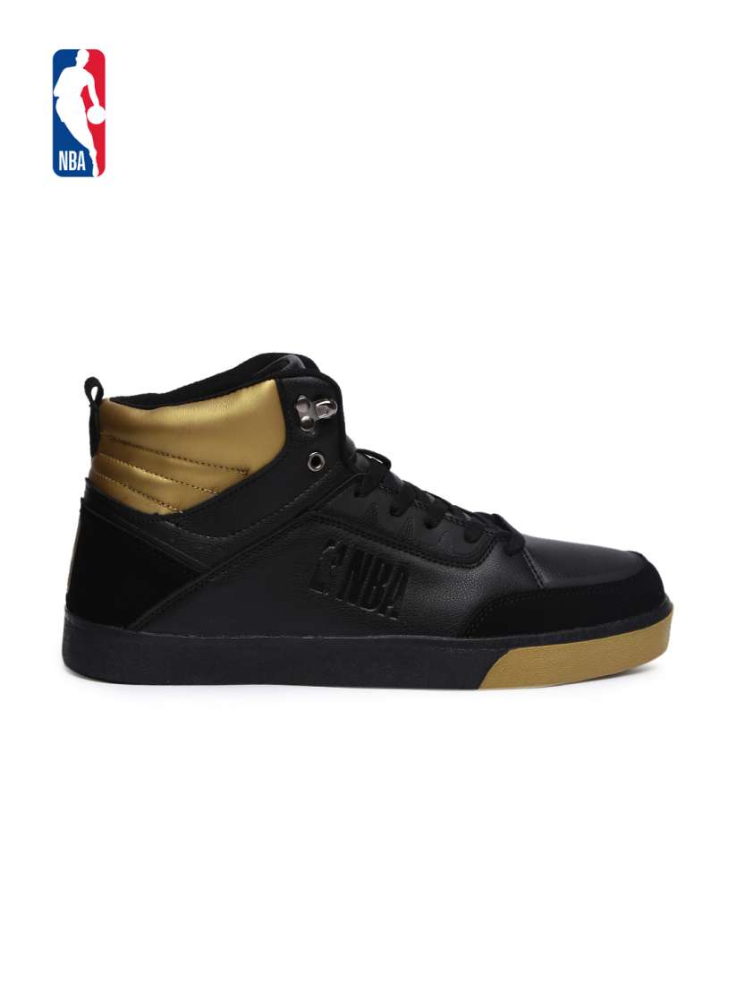 Buy NBA Official Fan Wear Men Black Gold Toned Colourblocked High Top Sneakers Casual Shoes for Men 2484156 Myntra
