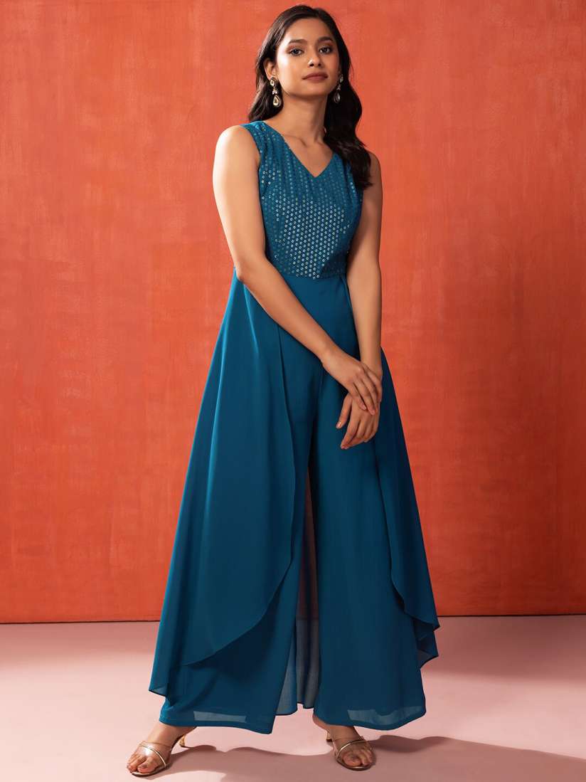 Buy INDYA Embroidered Sequinned Flared Jumpsuit Jumpsuit for Women 24842200 Myntra