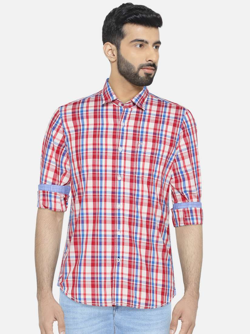 Buy Lee Cooper Men Red Off White Regular Fit Checked Casual Shirt Shirts for Men 2485605 Myntra