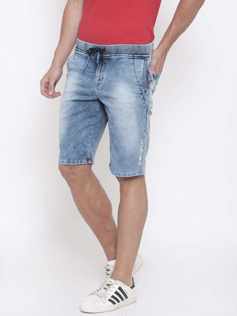 Buy Lee Cooper Men Blue Washed Regular Fit Denim Shorts Shorts for Men 2485627 Myntra