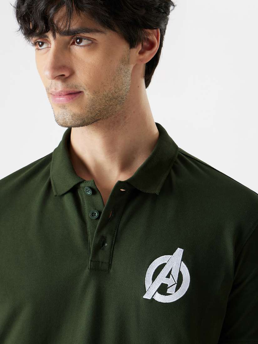 Buy The Souled Store Men Green Avengers Polo Collar Applique T shirt Tshirts for Men 24857192 Myntra