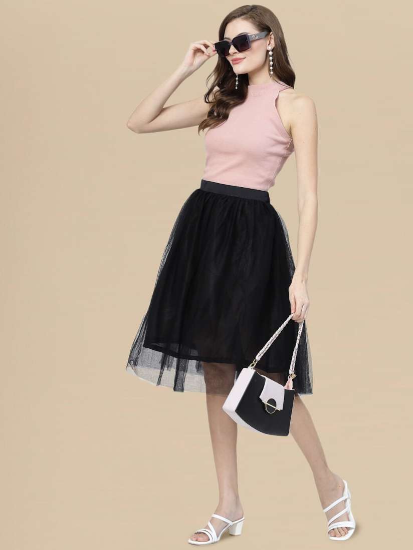 Sheer black flare skirt new arrivals