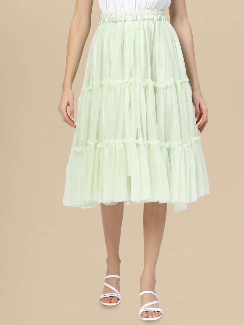 Knee length tiered skirts shop