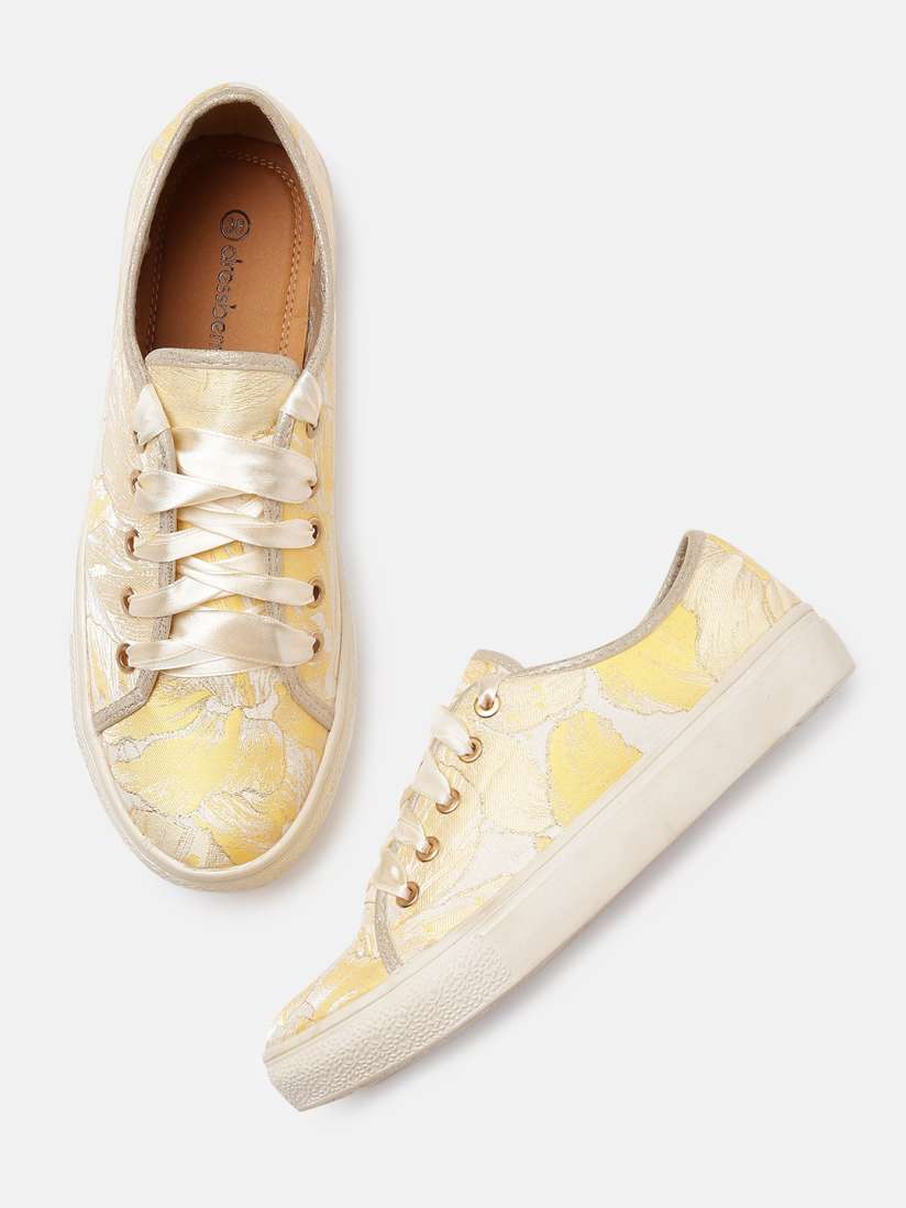 Buy DressBerry Women Yellow Patterned Sneakers Casual Shoes for Women 2486170 Myntra