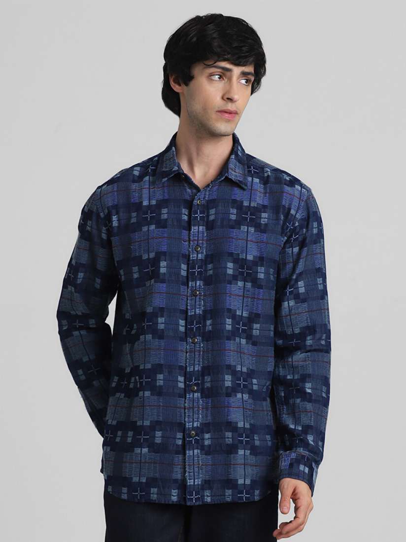 Buy Jack Jones Men Blue Opaque Printed Casual Shirt Shirts for Men 24862644 Myntra