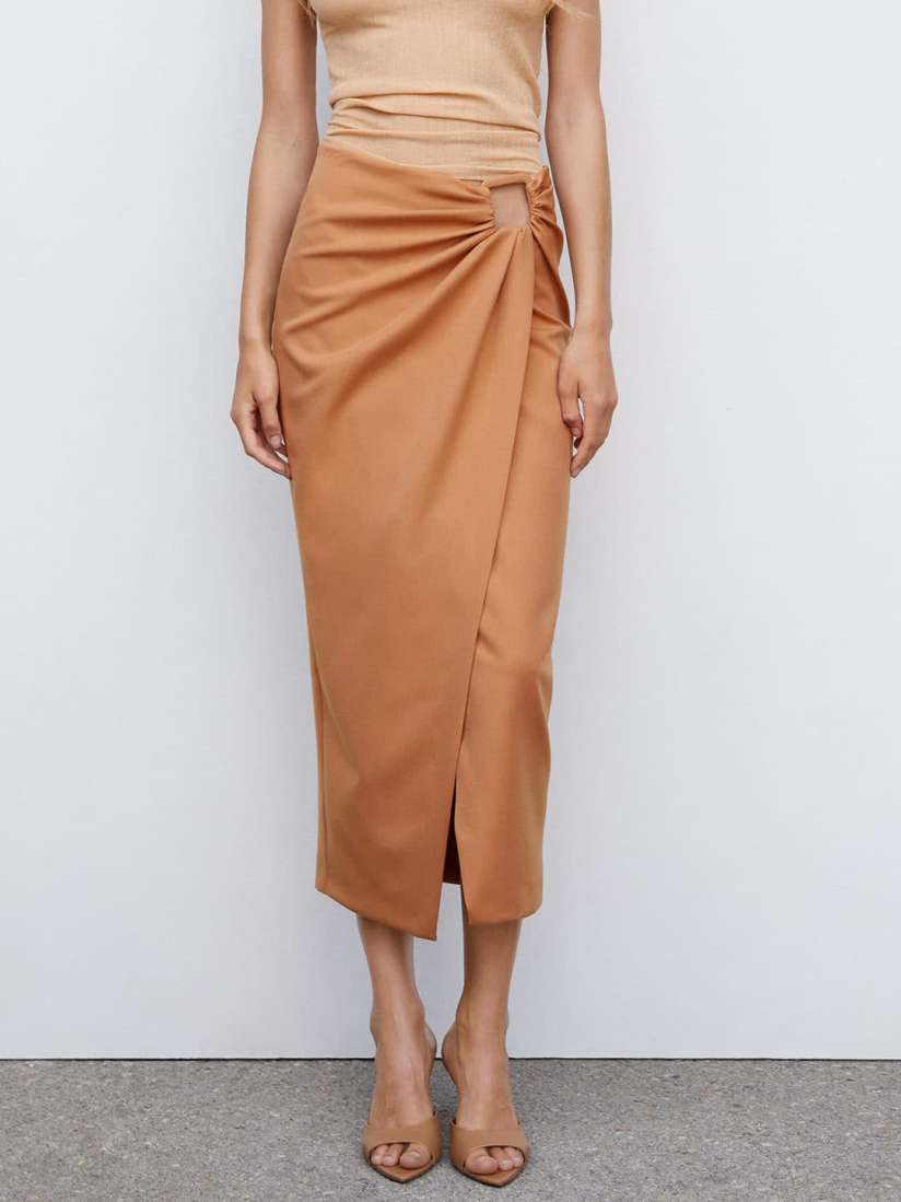 Buy MANGO Solid Cut Out Midi Wrap Skirt Skirts for Women 24863450 Myntra