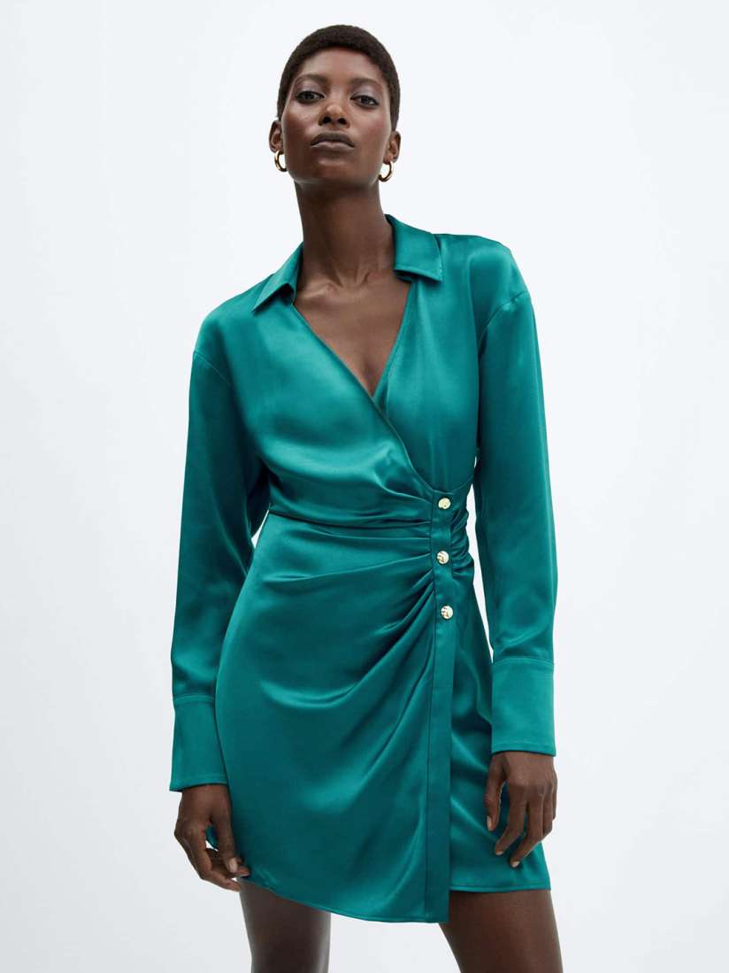 Mango green wrap dress cheap