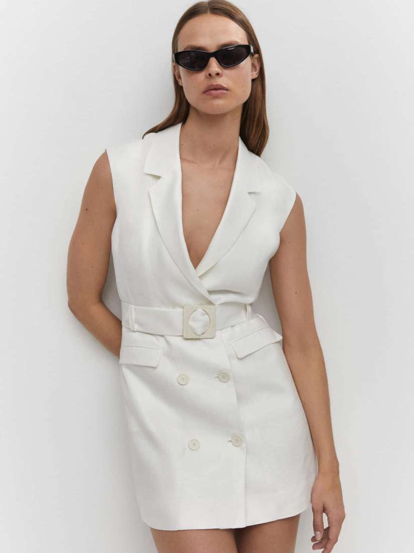 Buy MANGO Pure Linen Denim Blazer Dress Dresses for Women 24863492 Myntra