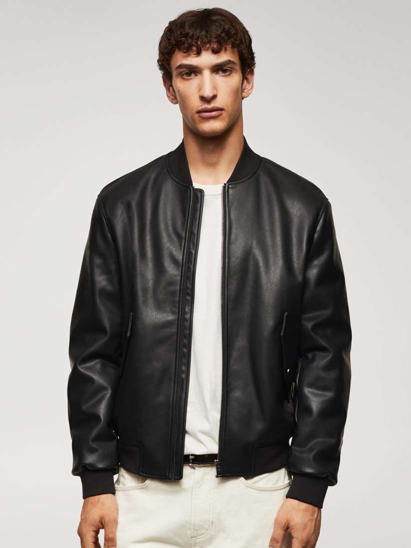 Buy MANGO MAN Faux Leather Bomber Jacket Jackets for Men 24863568 Myntra