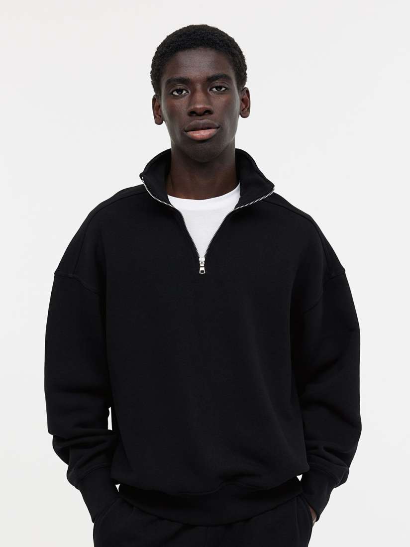 Buy H M Oversized Fit Half Zip Sweatshirt Sweatshirts for Men 24868340 Myntra