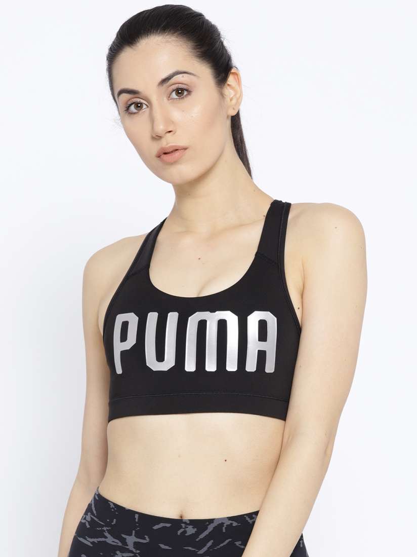 Buy Puma Black Grey Printed Non Padded PWRSHAPE Forever Logo Sports Bra Bra for Women 2487054 Myntra