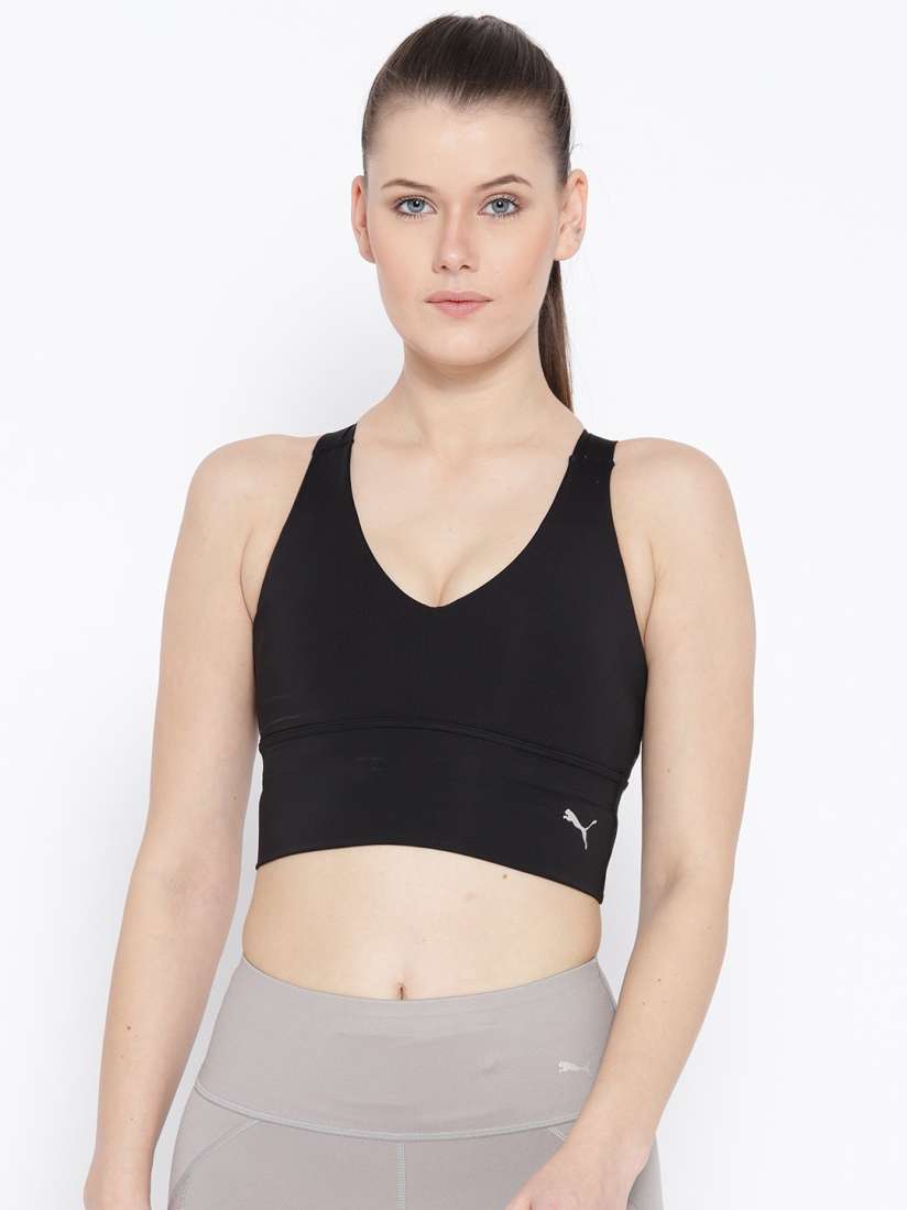 Buy Puma Black Solid Non Padded En Pointe Crop Sports Bra Bra for Women 2487064 Myntra