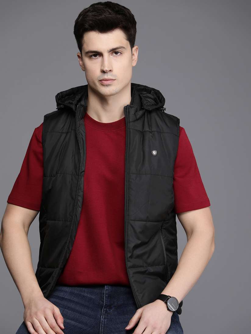 Buy Louis Philippe Solid Detachable Hood Sleeveless Puffer Jacket Jackets for Men 24872132 Myntra