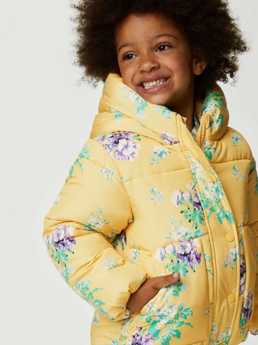 Girls yellow puffer jacket hot sale