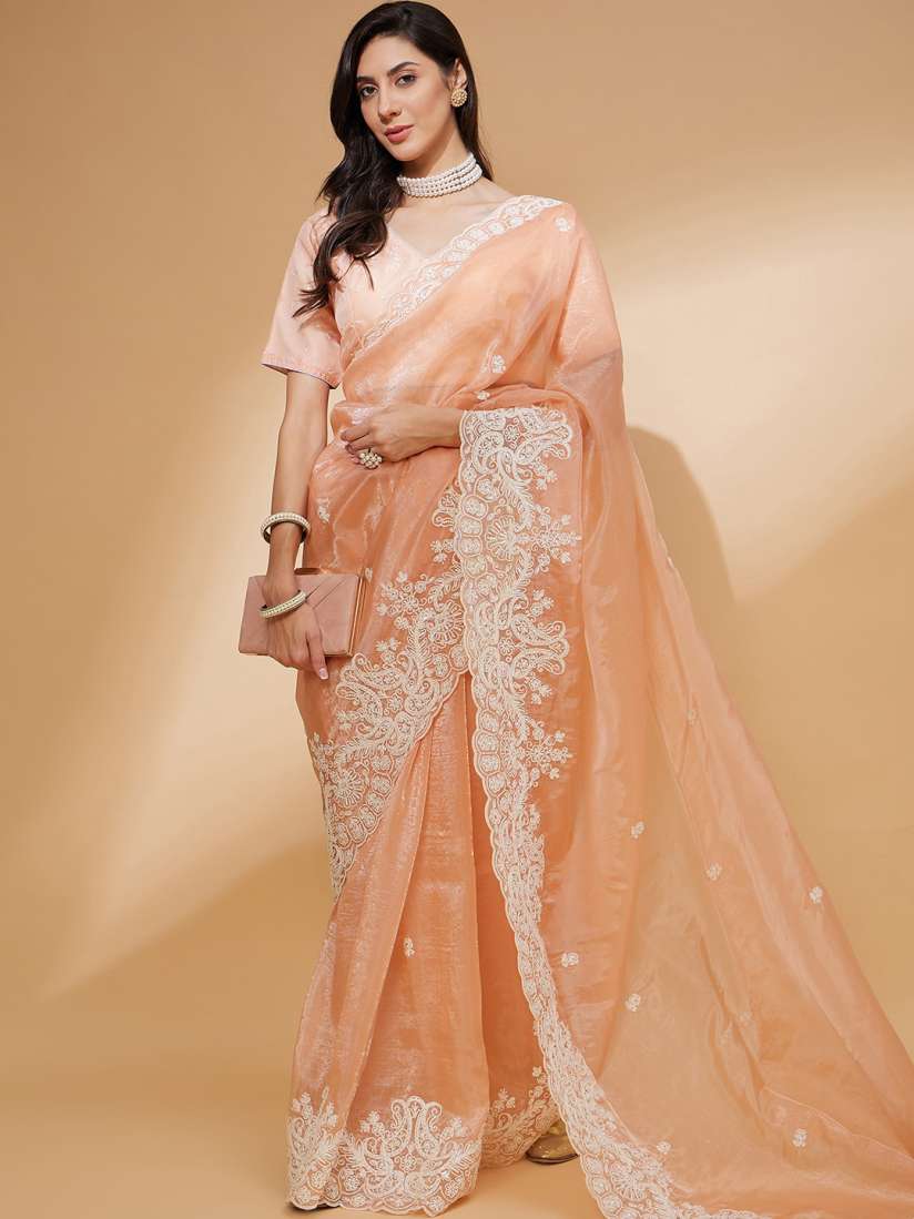 Buy all about you Organza Embroidery Cut Work With Lace Border Saree Sarees for Women 24877584 Myntra